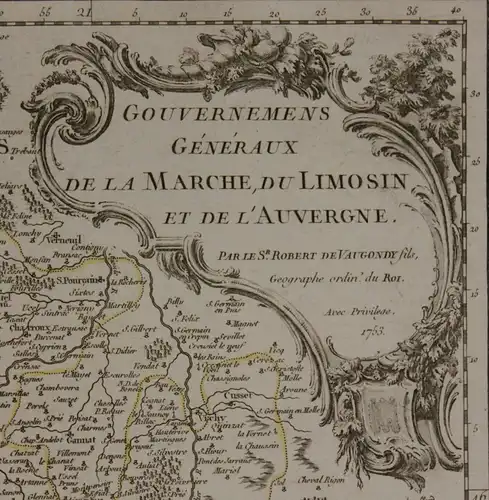 Orig. grenzkol. Kupferstichkarte "Gouvernemens Generaux de la Marche" 1753 sf