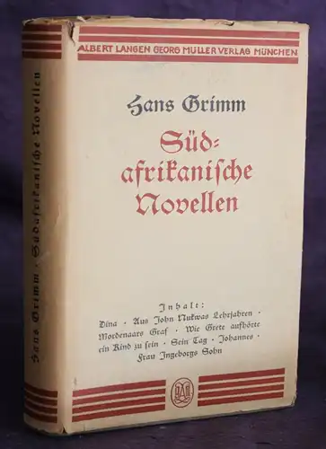 Grimm Südafrikanische Novellen 1913 Belletristik Literatur Klassiker sf