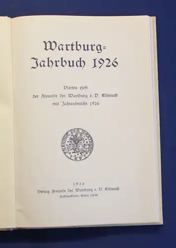 Wartburg Jahrbuch 1927 Fünftes Heft Jahresbericht Ortskunde Landeskunde js