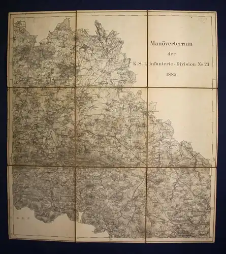 Orig. Karte "Manöverterrain der K.S.1. Infanterie-Division No. 23" 1885 sf
