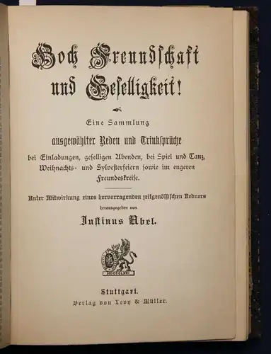 Abel Sammelband mit 4 Titeln  Der gewandte Redner 1871 Festreden Redekunst sf