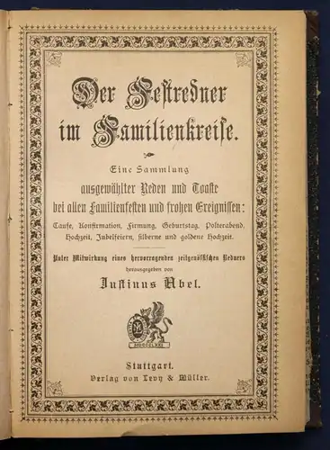 Abel Sammelband mit 4 Titeln  Der gewandte Redner 1871 Festreden Redekunst sf