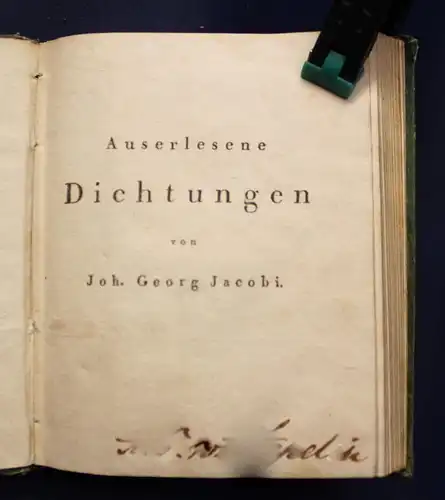 Jacobi Auserlesene Dichtungen 1820 Bibliographie Klassiker Literatur Kultur js