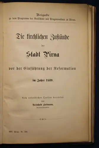 Hofmann Die kirchlichen Zustände der Stadt Pirna 1887 Sachsen Saxonica sf