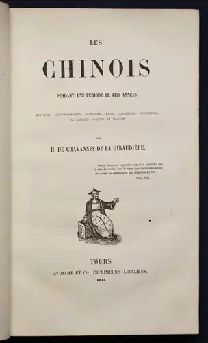 Giraudiere Les Chinois  - Geschichte China Prachteinband - 1845 Tafeln top sf