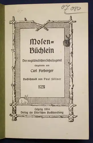 Forberger Mosen - Büchlein 1914 Geschichte Landeskunde Geografie Vogtland sf