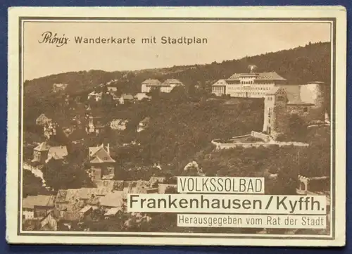 Original Wanderkarte mit Stadtplan Frankenhausen/ Kyffh. um 1930 Ortskunde sf