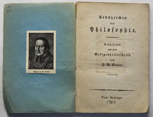 Sailer Kennzeichen der Philosophie 1787 Geisteswissenschaften Aufklärung xz