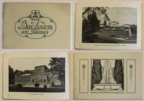 Original Prospekt Broschüre Bad Soden am Taunus Hessen Kurort Kurhaus um 1915 xz