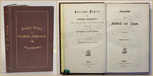 Eitner Deutsche Dichter des 17. Jahrhunderts 3.Bd Sinngedichte 1870 Belletristik