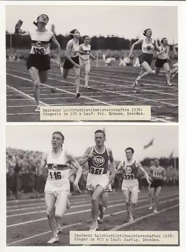 Original Sportfotografie 1936 Rudolf Harbig & Käthe Krauß Leichtathletik Lauf AA