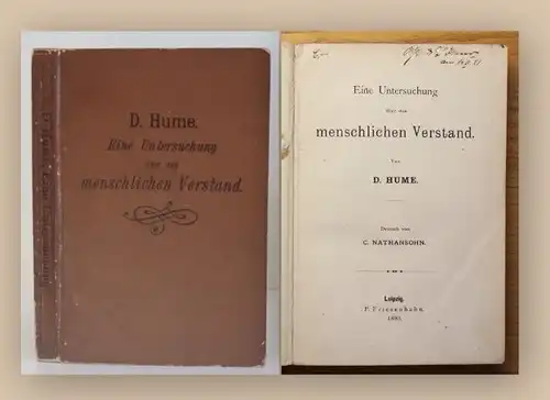 Hume Eine Untersuchung über den menschlichen Verstand 1893 Medizin Wissen xy