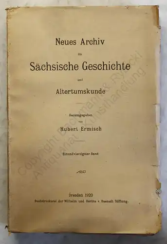 Lippert Ermisch Neues Archiv für Sächsische Geschichte 41. Band 1920 Sachsen xy
