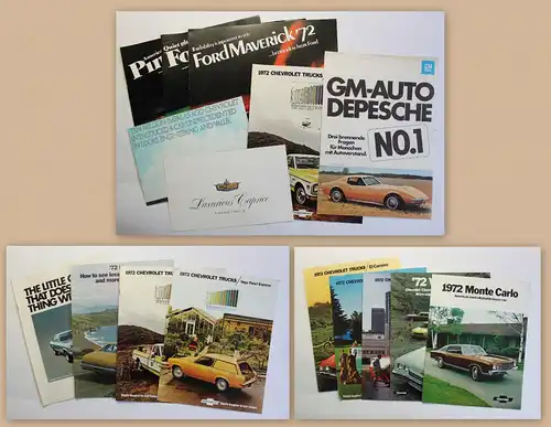 Konvolut 16 Prospekte Broschüren Amerikanische Autos GM Ford Chevrolet um1970 xz