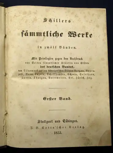 Schillers sämmtl. Werke in 16 Bde. 12 Bde.+ 4 Suppl. Bde. 1853-1858 Klassiker js