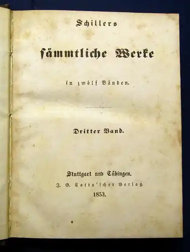 Schillers sämmtl. Werke in 16 Bde. 12 Bde.+ 4 Suppl. Bde. 1853-1858 Klassiker js