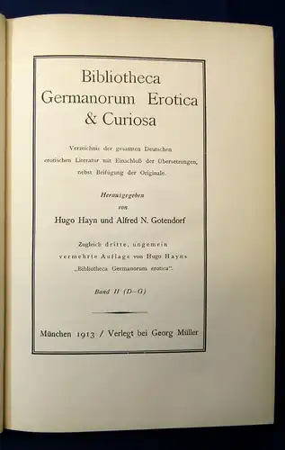 Hayn Bibliotheca Germanorum Erotica & Curiosa 1912 8 Bde.+ Register 1990 js