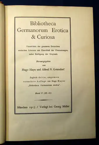 Hayn Bibliotheca Germanorum Erotica & Curiosa 1912 8 Bde.+ Register 1990 js