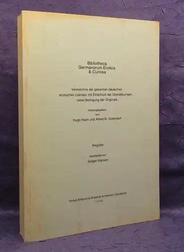 Hayn Bibliotheca Germanorum Erotica & Curiosa 1912 8 Bde.+ Register 1990 js
