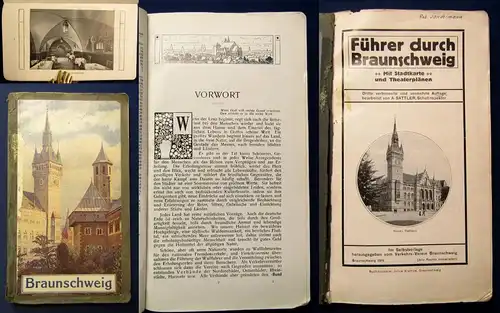 Sattler Führer durch Braunschweig 1911 Mit Stadtkarte u. Theaterplänen Guide js