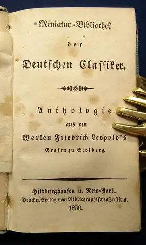 Anthologie aus den Werken Friedrich Leopolds Grafen zu Stolberg 1830 4 in 1 js