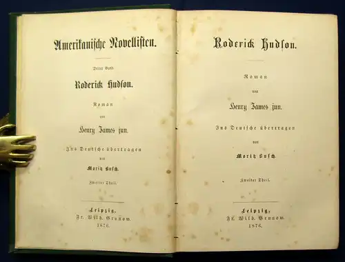 James Henry jun.,Busch;  Roderick Hudson 2 Bde. 1876 Roman Erzählungen js