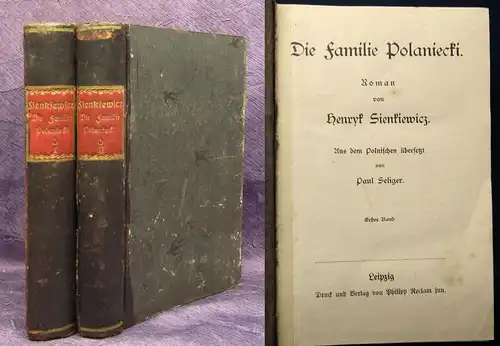 Sienkiwicz, Die Familie Polanieckie Roman in 2 Bänden um 1900 Literatur js