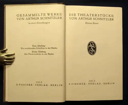 Die Theaterstücke von Arthur Schnitzler in 4 Bänden 1915 Kunst Kultur HLdr. js