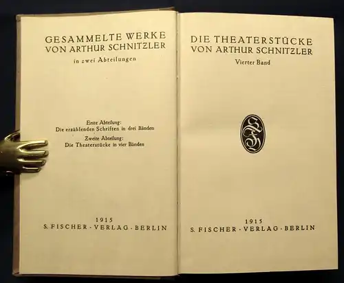 Die Theaterstücke von Arthur Schnitzler in 4 Bänden 1915 Kunst Kultur HLdr. js