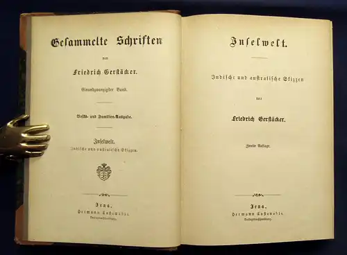 Gerstäcker Gesammelte Schriften Inselwelt um 1870 Belletristik mb