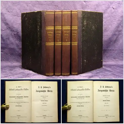 Mann Pestalozzi´s ausgewählte Werke Bd.1-4 komplett 1878 Belletristik Lyrik mb