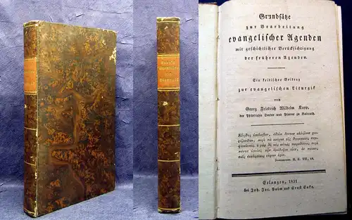 Kapp Grundsätze zur Bearbeitung evangelischer Agenden 1831 Theologie Kirche mb