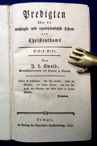 Ewald Predigten über die Lehren des Christenthums 1787 Theologie mb