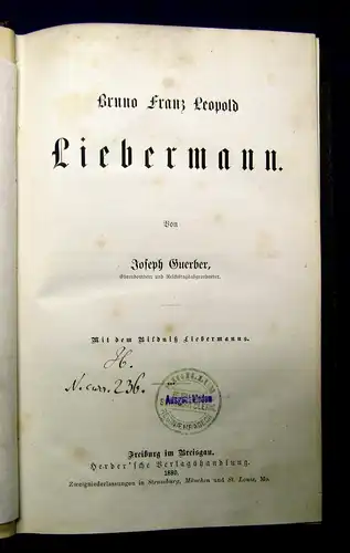 Guerber Bruno Franz Leopold Liebermann 1880 Geschichte Gesellschaft mb