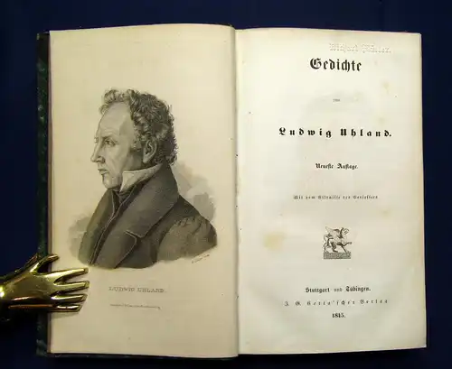 Ludwig Uhland Gedichte 1845 mit dem Bildnisse des Verfassers Literatur mb
