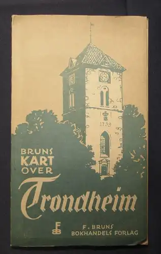 Bruns Karte von Trondheim ( Norwegen) 1943 1:10000 48x61 cm js