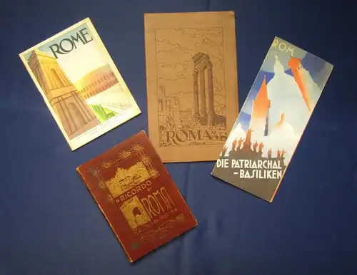 4 Broschuren Reise Rom 1900-1930 Leporello und Karte Guide Ortskunde js
