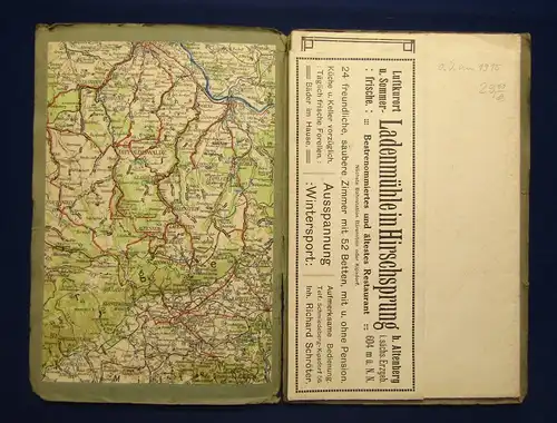 Mittelbach Wanderkarte der Höhenluftkurorte Altenberg,Kipsdorf um 1915 Guide js