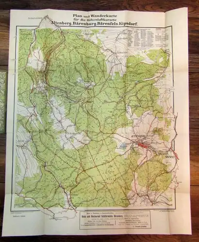 Mittelbach Wanderkarte der Höhenluftkurorte Altenberg,Kipsdorf um 1915 Guide js