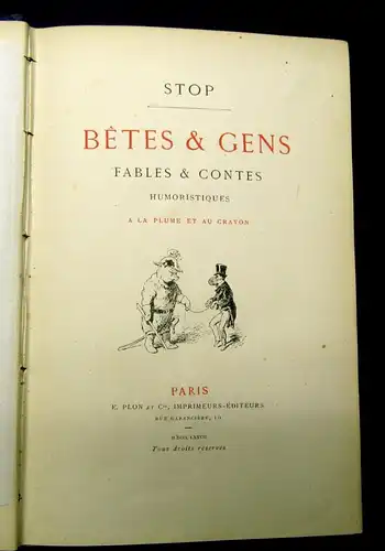 Stop Betes & Gens Fables & Contes um 1875 Goldschnitt Erzählungen js