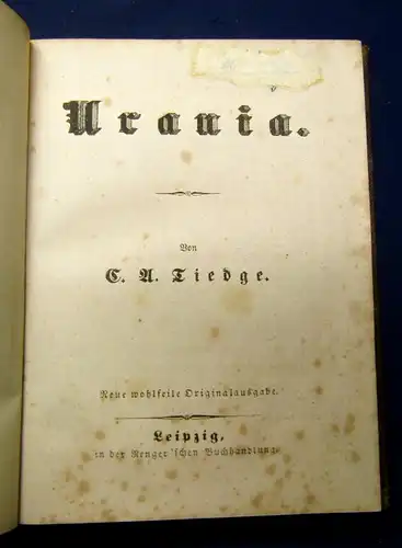 Tiedge Urania um 1840 Schiller und Kant beeinflusstes Lehrgedicht js
