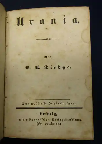 Tiedge Urania um 1830 Schiller und Kant beeinflusstes Lehrgedicht js