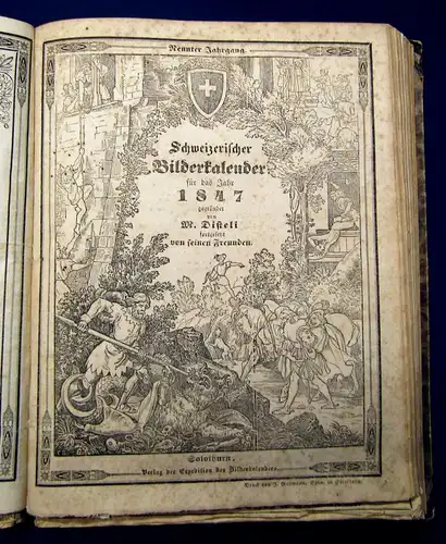 Disteli Sammlung 9 Schweizer Bilderkalender 1844-1847 Kalendarium Historisch js