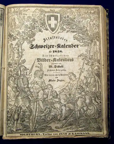 Disteli Sammlung 9 Schweizer Bilderkalender 1844-1847 Kalendarium Historisch js