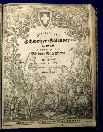 Disteli Sammlung 9 Schweizer Bilderkalender 1844-1847 Kalendarium Historisch js