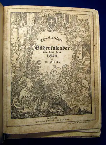 Disteli Sammlung 9 Schweizer Bilderkalender 1844-1847 Kalendarium Historisch js