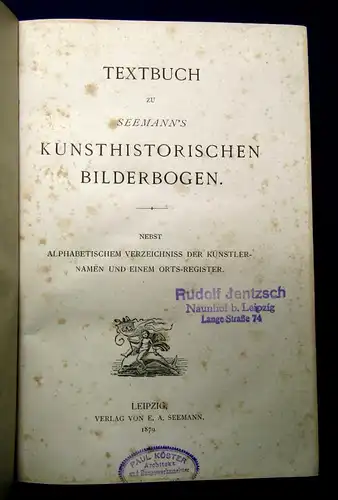 Textbuch zu Seemanns Kunsthistorischen Bilderbogen 1879 js