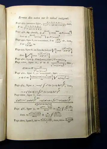 Garnier Notes Sur le Calcul Differentiel 1801 Integral/ Differentialrechnung js