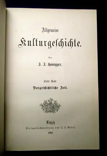 Honegger Allgemeine Kulturgeschichte 1882/86 2 Bände komplett Geschichte mb
