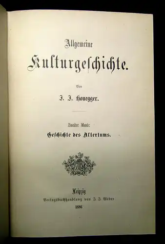 Honegger Allgemeine Kulturgeschichte 1882/86 2 Bände komplett Geschichte mb